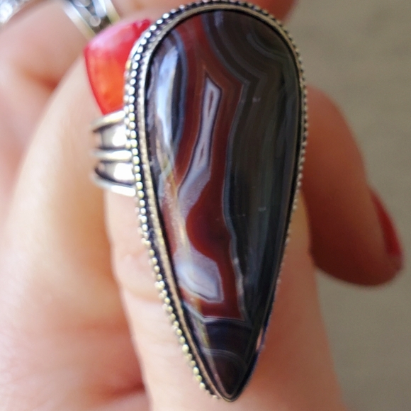New Crazy Lace Agate 925 Silver Statement Ring. - Picture 11 of 14